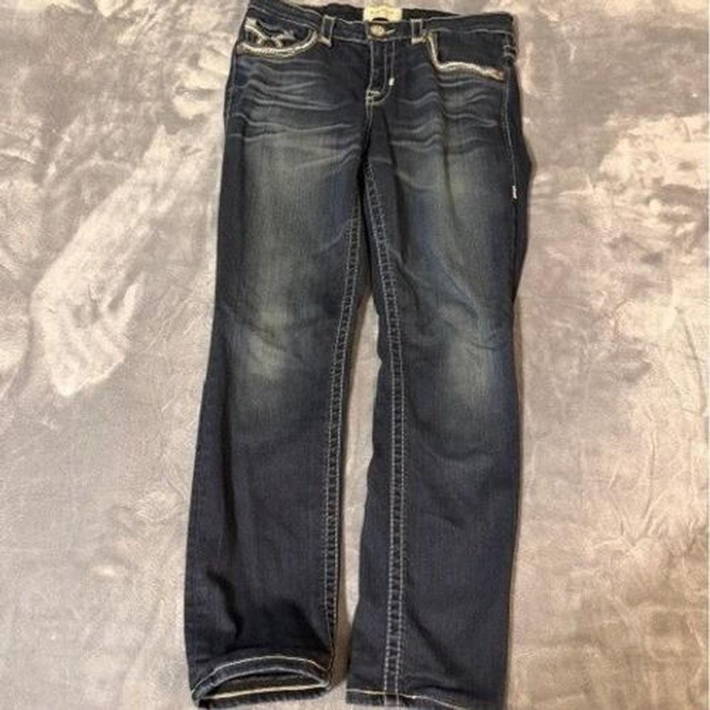 Big Star Maddie Skinny Jeans Women 30R Dark Wash Thick Stitch Embroidered Blue